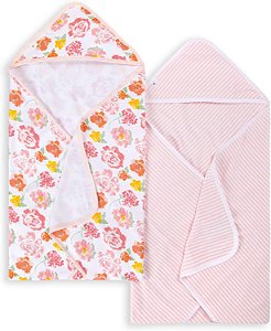 Burt's Bees Bebê - Toalhas com Capuz, Terry de Malha Absorvente, Super Macio de Única Camada, 100% Algodão Orgânico (2 Pacotes), Primavera Rosada, 2 Pacotes
