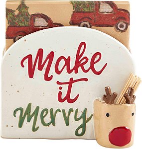 Porta-palitos de dente Mud Pie, suporte 4 3/4 x 5 3/4 | guardanapo 5 x 5, MARROM