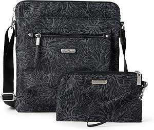 Baggallini Go Bagg Com Wristlet Rfid - Bolsa Transversal de Viagem para Mulheres - Bolsas Leves e à Prova D'Água