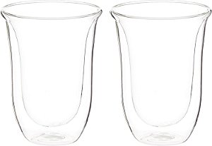 Copos de Latte de Vidro Térmico de Parede Dupla De'Longhi DeLonghi, Conjunto de 2, 2 unidades (Embalagem de 1), Transparente, 330 mililitros
