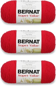 Fio Bernat Super Value, 3 Pacotes, Berry 3 unidades