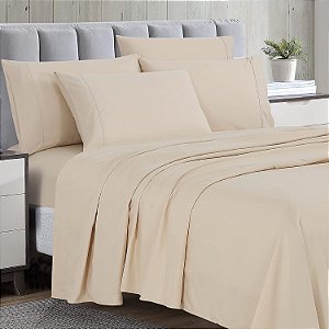 Conjunto de lençóis de microfibra 90GSM Home Basics Ultra Soft Brushed 6 Piece - Hipoalergênico, Full, Creme