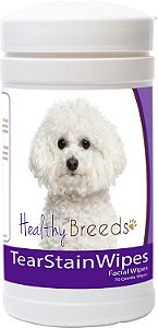 Lenços umedecidos Healthy Breeds Bichon Frise para manchas de lágrimas - 70 unidades
