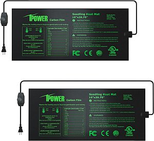 iPower 2 Pacote 10 x 20.75 Tapete de Aquecimento para Germinação de Plantas Hidropônicas com Termostato Ajustável e Botão de Temperatura Durável, Preto