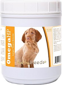 Suplemento de Omega HP ácido graxo para suporte à pele e pelagem em mastigáveis macios de Wirehaired Vizsla da Healthy Breeds - 90 unidades.