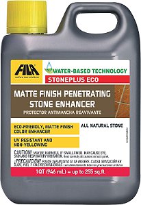 Soluções de cuidados com superfícies da FILA, STONEPLUS ECO, Selante de pedra e realçador de cor, Selante para pavimentos à base de água, Ideal para todas as pedras naturais como Travertino, Granito e Ardós