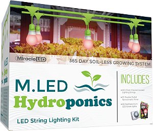 Kit de Luzes de Crescimento LED Hidropônico para Ambiente Interno Miracle - Inclui 3 Lâmpadas de Substituição Ultra Grow Red Spectrum 150W e 1 Fixação com 3 Soquetes e Temporizador SproutMatic