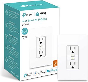 Tomada Inteligente Kasa KP200, Outlet Wi-Fi Residencial Embutido Funciona com Alexa, Google Home & IFTTT, Sem Necessidade de Hub, Controle Remoto, Certificado ETL, Branco, 1 Pacote