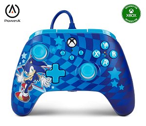 Controle com fio PowerA Advantage para Xbox Series X|S - Estilo Sonic, Controle Xbox Sonic com Cabo USB-C de 10ft removível, botões mapeáveis, travas de gatilho e motores de vibração, Licenciado