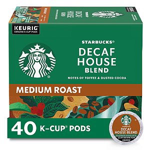 Cápsulas de café Starbucks Descafeinado, Casa Blend para Cafeteiras Keurig, 1 caixa (40 cápsulas)