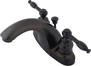 Torneira de banheiro de 4 no estilo Centerset Kingston Brass KB7645KL, com alcance de bica de 4-3/4, bronze esfregado a óleo.
