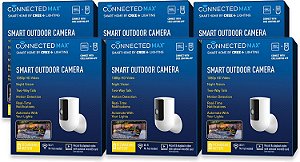 Câmera externa inteligente Cree Lighting Connected Max, 1080P HD com gravação opcional 24-7, à prova de intempéries, Bluetooth + WiFi, 2.4 GHz, branco, 6 pacotes (CMACC-ODCAM