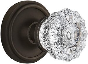 Maçaneta de porta clássica com roseta de vidro e cristal, privacidade - 2.75, bronze esfregado a óleo da Nostalgic Warehouse