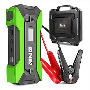 Iniciador portátil de bateria de carro de função múltipla de 12V 1500A 15000 mAh para até 7.0L Gas & 5.5L Diesel Engine, com estojo de transporte, verde.