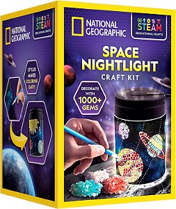 Pintura de Diamante NATIONAL GEOGRAPHIC Sistema Solar Luz Noturna - Faça sua Própria Luz Noturna com mais de 1000 Gemas para Decorar, Kits de Artes e Ofícios para Crianças de 8 a 12 anos