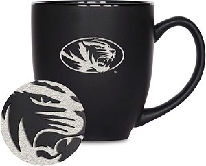 Caneca Bistrô Fosca de 15oz da Rico Industries NCAA  - Para Bebidas Quentes ou Frias - Logo da Equipe Gravado Para Sensação Única
