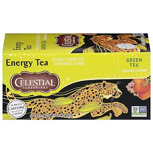 Chá Verde Energético da Celestial Seasonings, Contém Cafeína, 12 saquinhos de chá (Embalagem com 6 pacotes) (Embalagem pode variar)