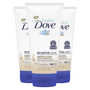 Loção Creme Soothing Baby Dove para Acalmar a Pele Delicada Cuidado para Eczema Sem Perfume ou Cor Artificial, Livre de Parabenos e Ftalatos, 5.1 Onças (Pacote com 3)