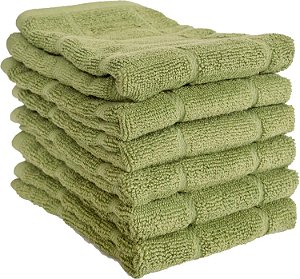 Panos de Prato Premium All Clad (6 unidades), 13 x 14, Altamente Absorventes, Super Macios, Duráveis em Tecido de Pano de Algodão Turco Penteado 100% para Secar Louça, Verde Sál