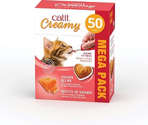 Petisco de salmão cremoso e saboroso para gatos, saudável, 50 unidades.