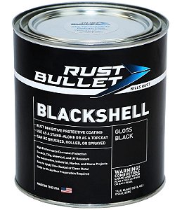 RUST BULLET - BlackShell - Inibidor de Ferrugem Preto Brilhante, Revestimento Preventivo de Ferrugem - Tratamento de Ferrugem Resistente aos Raios UV - Quartil