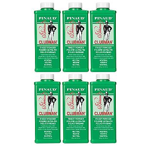 Pó finíssimo Clubman Pinaud na cor Pele, Pó Desodorizante Clássico para Homens, Proteção contra Suor e Odor Corporal, 9 oz (Pacote com 6)