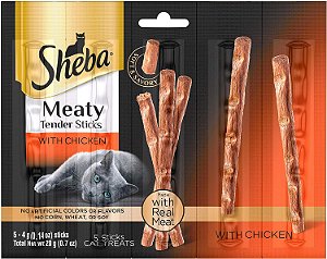 Petiscos de carne macia para gatos sabor frango, 0,14 oz, 5 unidades (pacote com 10) da Sheba