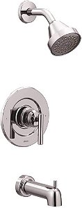 Moen Gibson Cromado Equilíbrio de Pressão Eco-Performance Moderno Banheira e Chuveiro, com Cabeça de Chuveiro de Função Única, Manopla de Chuveiro e Bica de Banheira (Válv
