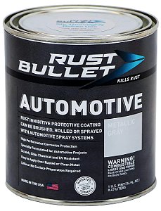 RUST BULLET - Tinta Inibidora de Ferrugem Automotiva - Revestimento Protetor e Preventivo contra Ferrugem - Sem necessidade de camada superior - Pintura, Cinza Metálico