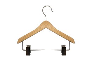 NAHANCO Mini8RC12 Deluxe Cabide de Madeira Plano para Animais de Estimação, Bonecas, Acessórios e Joias com Gancho Cromado e Clips, 8, Natural (Pacote com 12)