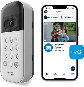 Teclado de Vídeo Inteligente myQ para Porta de Garagem com Câmera de Ângulo Largo, Códigos PIN Personalizáveis e Controle pelo Smartphone - Tome Controle do Acesso à Sua Garagem - Funciona com abridores
