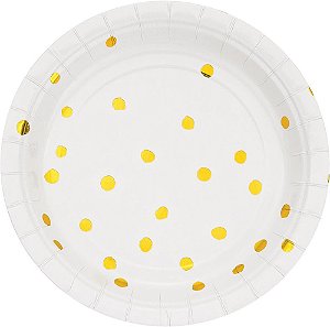 Creative Converting Toque de cor 96 unidades de Pratos de Papel Pequenos/Sobremesa, Branco com Folha Dourada