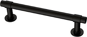Puxador de barra reta para armário Franklin Brass, preto fosco, 4 polegadas (102mm), alça para gaveta, pacote com 5 unidades, P29617Z-FB-B1