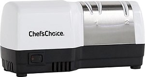 Afiador Híbrido de Facas Chef’sChoice usa Abrasivos de Diamante e Combina Afiamento Elétrico e Manual para Facas de 20 Graus, Lisas e Serrilhadas, 2 Estágios, Branco