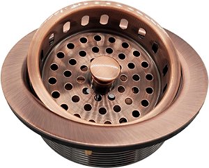 Westbrass D214-11 3-1/2 Coador de Pia de Cozinha Estilo Post, Grande, 1 Peça, Cobre Antigo