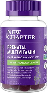 Gomas Multivitamínicas Pré-natal New Chapter - 71% Menos Açúcar, Gomas Pré-natais para Mamãe & Bebê Saudável com Vitaminas Pré-natais Metilfolato, D3, Colina