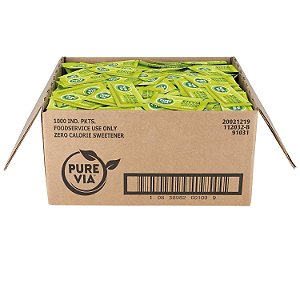 Adoçante de Stevia PURE VIA, Substituto de Açúcar, Adoçante Natural, Livre de Eritritol, Adoçante Natural de Zero Calorias em Pacotes, 1.000 unidades, (Pacote de 1)
