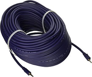 Cabo de Extensão de Áudio Estéreo Masculino para Masculino de 3,5 mm C2G Legrand Velocity, Cabo de Extensão de Porta Auxiliar Azul, 150 pés, 1 unidade, C2G