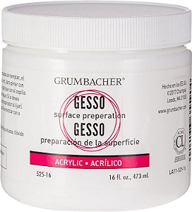 Gesso Grumbacher (Hyplar) Médium para Tinta Acrílica e Óleo de Artistas, 16 fl oz (Pacote de 1), Branco