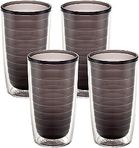 Tervis Vidro Duplo Isolado de Mesa Claro e Colorido Feito nos EUA Copo de Viagem Mantém Bebidas Frias e Quentes, 16oz - 4 unidades, Quartzo