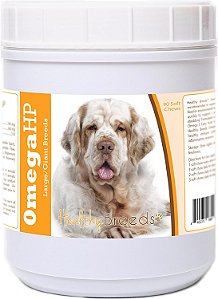 Suplemento de Omega HP Ácido Graxo para Suporte da Pele e Pelagem em Mastigáveis ​​Macios 90 Contagem para Raças Saudáveis Clumber Spaniel
