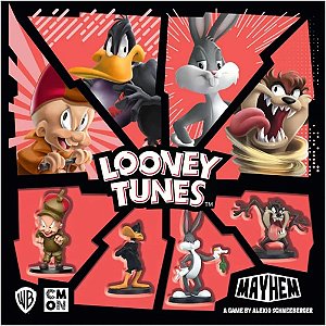 CMON Looney Tunes Mayhem Jogo de Tabuleiro | Jogo de Estratégia Baseado na Série de TV de Sucesso | Jogo de Combate em Equipe para Adultos e Crianças | Idade 10+ | 2-4 Jogadores