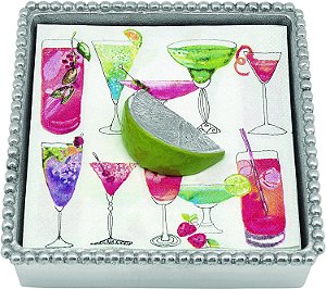 Caixa de Guardanapo com Lantejoulas Verdes e Limão Mariposa