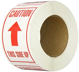 Lógica de Fita Aviditi - Adesivo de Aviso de Setas Vermelhas e Brancas Cuidado - Este Lado Para Cima de 3 x 5 para Envio, Manuseio, Embalagem e Mudança