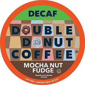 Cápsulas de Café Descafeinado Torrado Médio Double Donut, Sabor Mocha Nut Fudge, para Máquinas Keurig K-Cup, 80 Cápsulas individuais por caixa