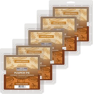 CANDLE-LITE Blendas de Derretimento de Cera, 5 Pacotes com 20 (Total de 100 Derretimentos de Cera), Fragrância de Torta de Abóbora de Noz Moscada e Baunilha Cremosa de Cubos de