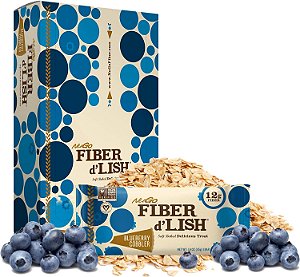 NuGo Fiber d'Lish Blueberry Cobbler, 12g de Fibra, Vegano, 150 Calorias, 1.6 Onça (Pacote com 16)