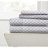 Conjunto de lençóis Premium Linen Market Polaris, padrão 4 peças, Queen, cinza.