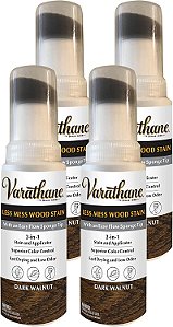 Corante para madeira Varathane Less Mess e Aplicador, 4 oz, Noz Escura, Pacote com 4 unidades