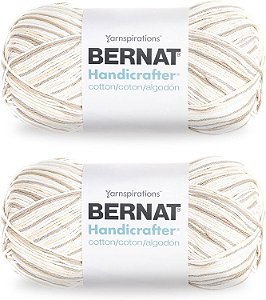 Fio de algodão Bernat Handicrafter Cotton Big Ball Queen Ann's Lace - Pacote com 2 de 340g/12oz - Algodão - 4 Médio (Worsted) - 608 Jardas - Tricô, Crochê